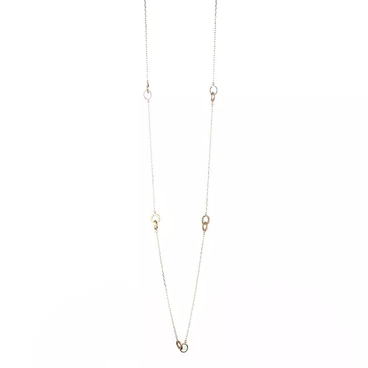 Gemini - Necklace long duo rings, gold