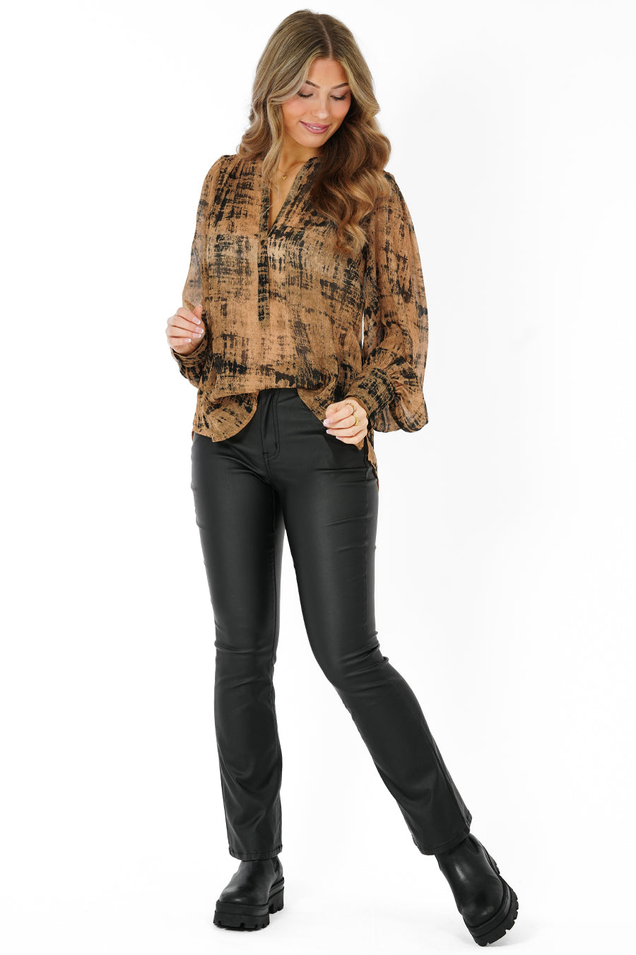 Capri Celeste Blouse Tobacco Black